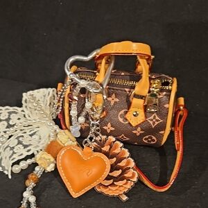 Brown and Orange Mini Handbag Charm